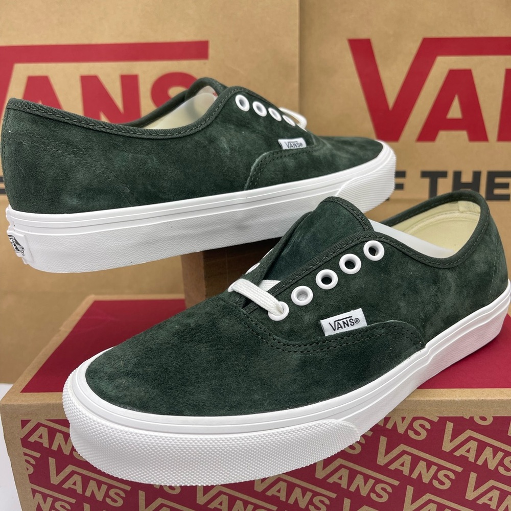 Vans Men’s Dark Green Suede Authentic Pig Suede Dried Kelp VN000D7YEMU Sneakers - Picture 11 of 16
